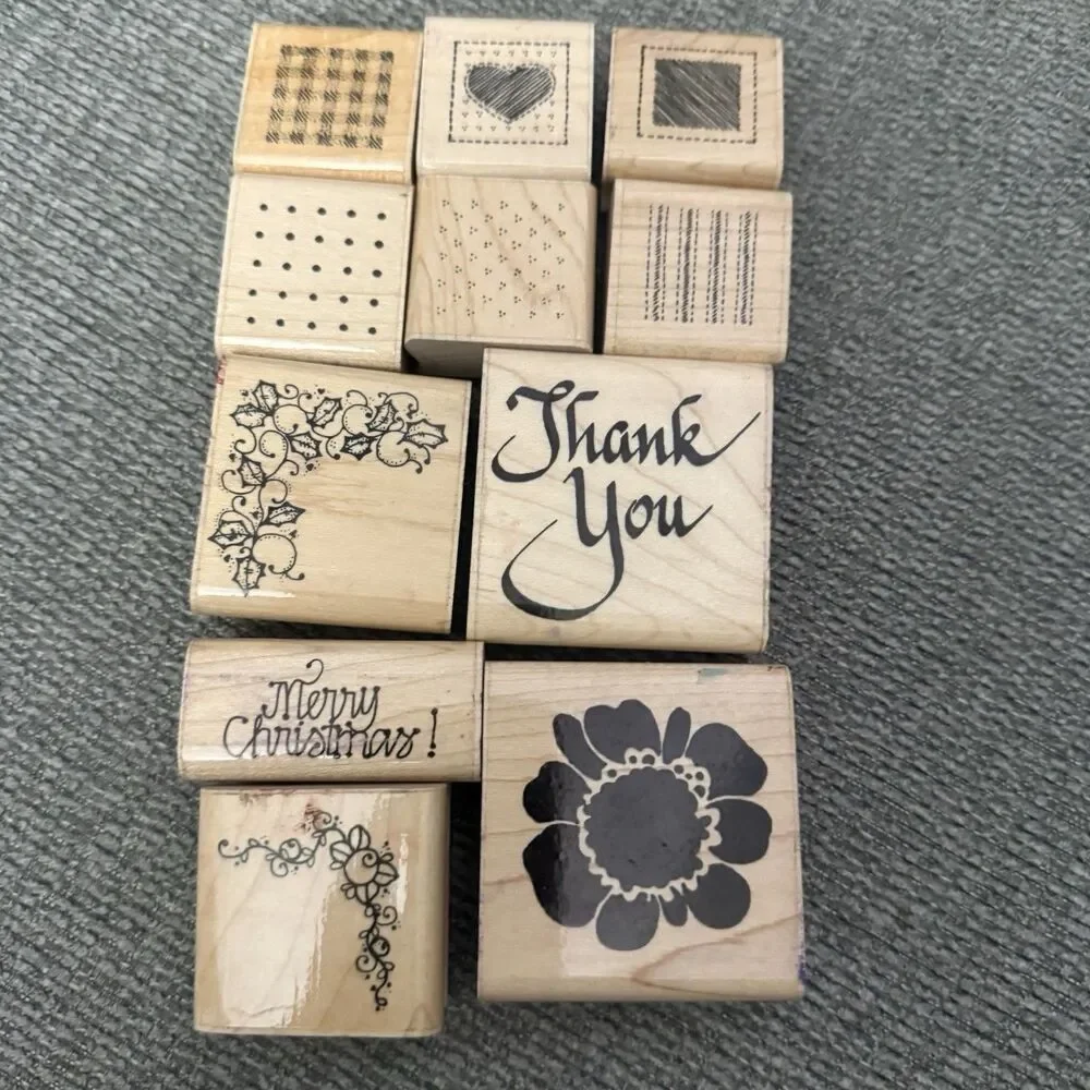 60+ Large Lot Vintage Rubber Wooden Stamps Seasons Words DOTS Sky Kids & More